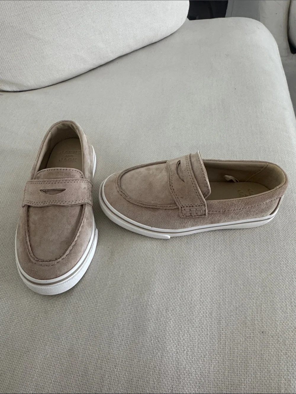 Janie and Jack Kids Suede Loafers in Taupe